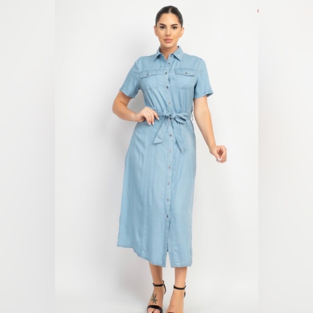 Waist Tie Denim Dress